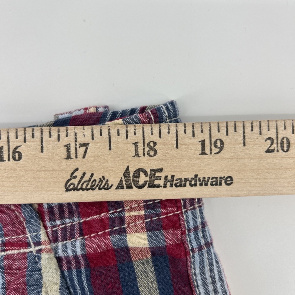Vintage Polo Jeans Shorts Men's 36 Red Blue White Plaid Cargo Flat 90s Cotton - Picture 12 of 15
